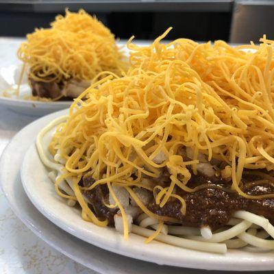 Regular 4-Way onion, cheese coney with everything