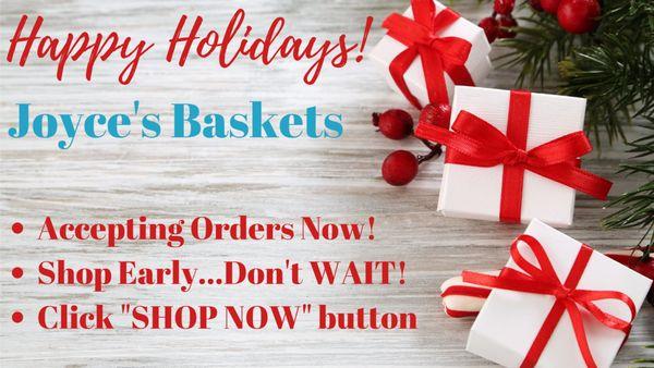 Accepting Holiday Orders Now!

Thanksgiving-Christmas- Hanukkah

Call 305-949-2989
Shop Online:
joycesbaskets.com