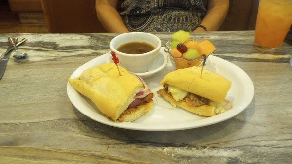 French Dip with ajus and fruit