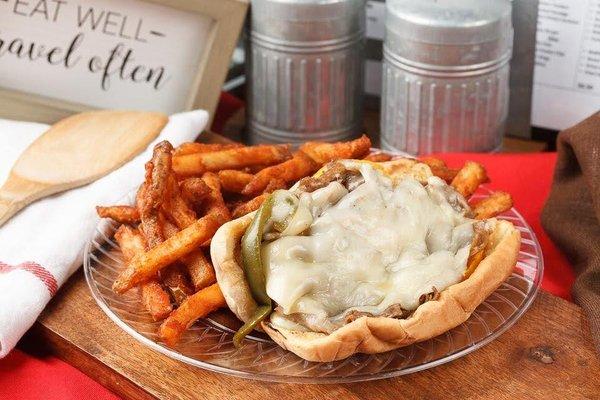 Philly Cheesesteak with fries