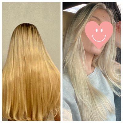 Before and after beautiful icy blonde