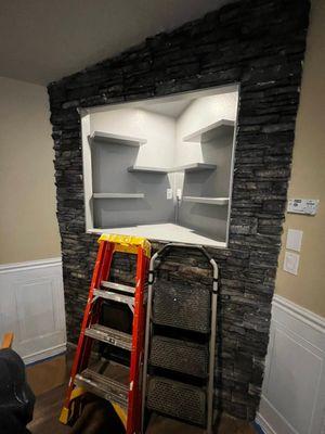 Fire Place Veneer work and Folding shelfs