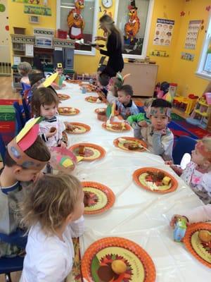 A wonderful Thanksgiving Celebration with our friends from the Rising Threes Class.