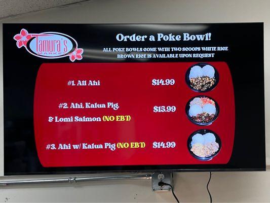 Poke Bowl menu