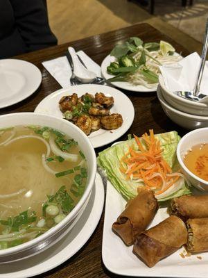 Spring Rolls and Pho Tom