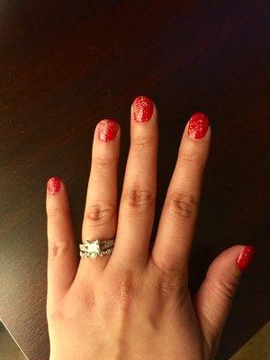 Said I wanted sparkly bright red nails and they delivered!