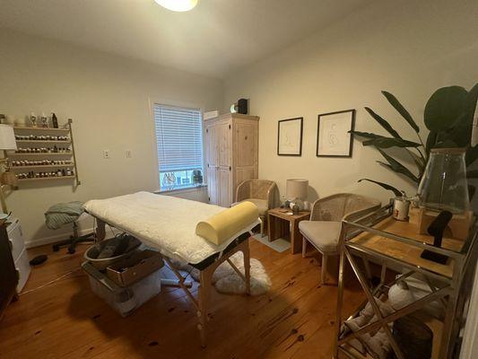 Our tranquil massage room promotes healing and rejuvenation.