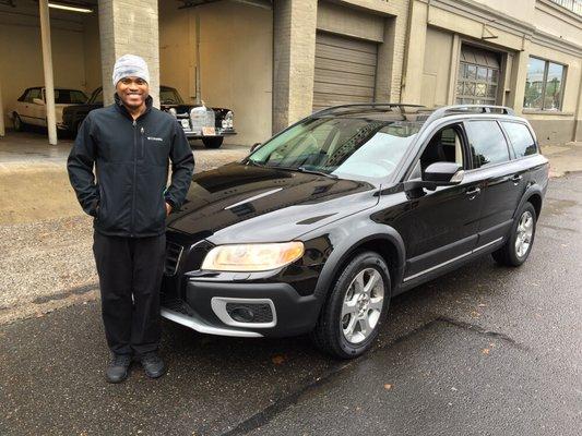 Arthur, enjoying his new Volvo XC70