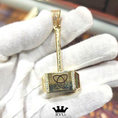 Custom made, Thor's hammer "Mjolnit" made with yellow gold and diamonds.  #ryusjewelry #mjolnir #thor