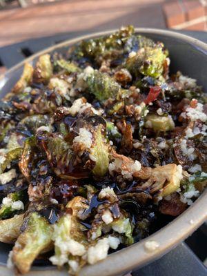 Fantastic Bacon Brussel sprouts! Flash fried, cherry vinegar & Parmesan 14 @Links Club Carmel CA Sat 4/2/22