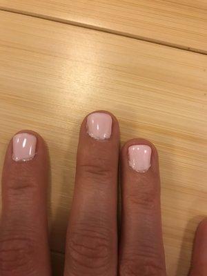 Eva Salon and Spa - worst gel manicure. Pics taken day of manicure. Looks like  5 year old painted my nails.