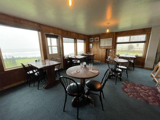 View of dining area @ Roseanna's Cafe in Oceanside, OR.