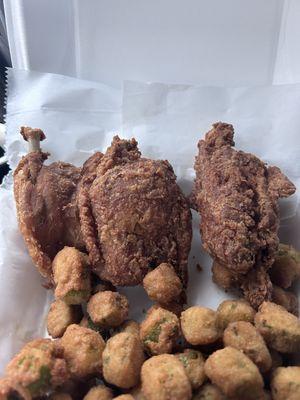 Fried Okra and Turkey Wingz