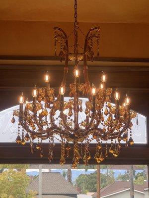 Chandelier put together and installed