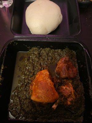 Cassava leaf stew and fufu