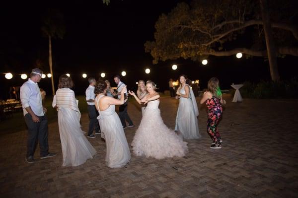 Small but fun dance party!! Del's dj booth also matched all of our dark farm wood tables- he really goes the extra mile!!