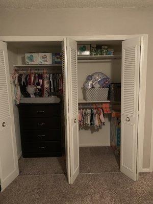 Large closets with lots of shelving