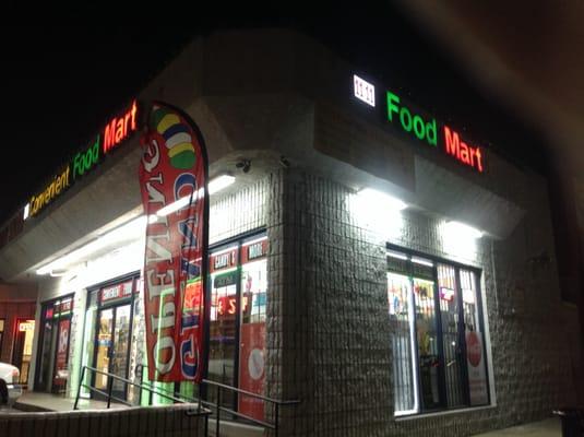 Don't pay to much for good stuff. Come to 11/11 food mart we are not hard to find. Even at night as you can see.