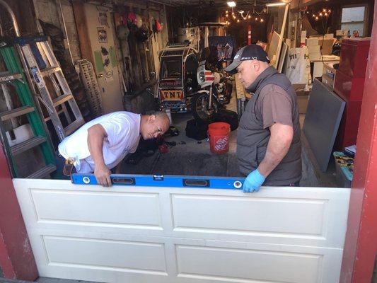 Roy and Ray checking the level of the new panels