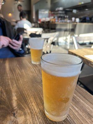 IPA and a Modelo. Pre-chilled glass. Nice touch!