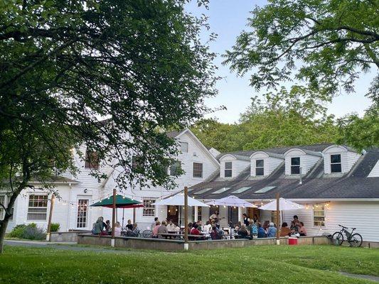 Lively patio during Friday night dinner