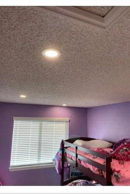 My children's bedroom didn't have any lights. He installed can lights through out my house!