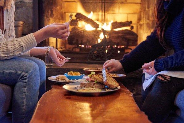 Dinner for two by the fire.