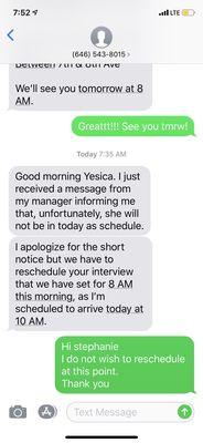 Stephanie's cancelation message