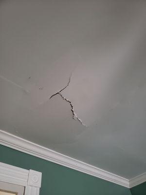 Ceiling damage due to leaks.