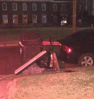 My car & recycling bin. The rest belongs to other tenant. She did this on purpose. There is another area she could have used.