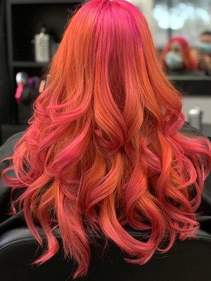 Pink and orange hair