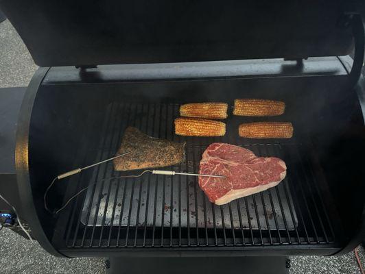 K&K Porterhouse getting a reverse sear.