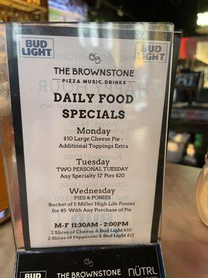 Daily food specials