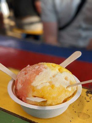 Passionfruit, mango, and guava with macadamia nut ice cream