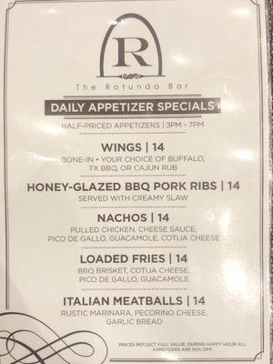 The Appetizer Special Menu