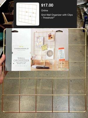 brand new wall grid organizer! for $2.59, originally $17 at target :)