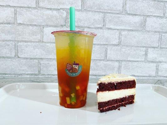 Fruit Tea, Red Velvet CheeseCake