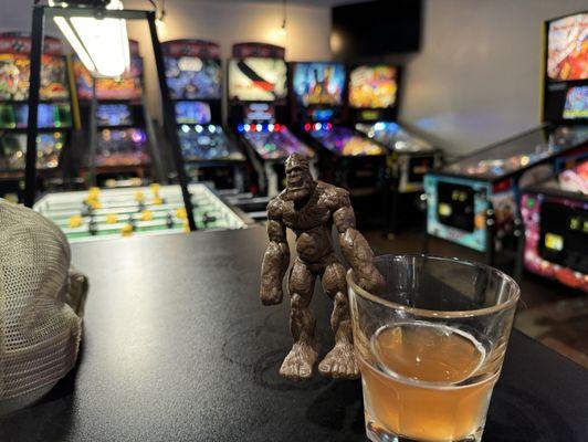 Squatch enjoying a delicious Fast Eddys! Nice chill place to have a drink play some old fashioned games