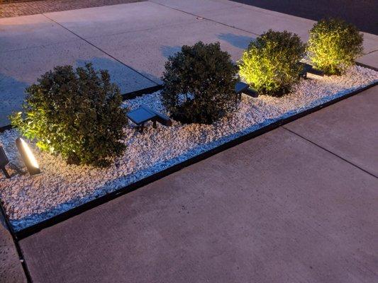 Updated review with photo of landscaping taken at night. We've since replaced the dysfunctional light.