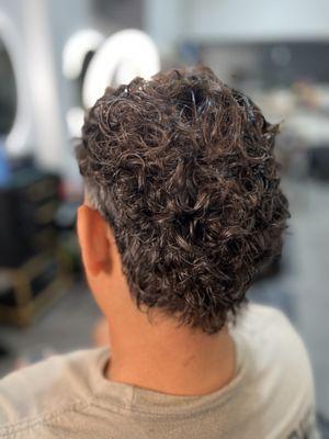 Mens hair short hair perm 
.
Gettin it while it's hot!!