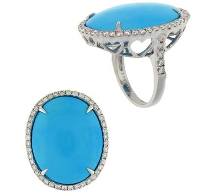 Turquoise and Diamond Cocktail Ring.