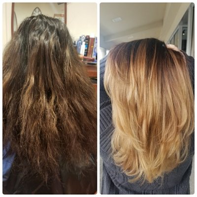 Balayage Ombré full Head painted hair