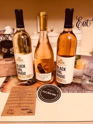 Black Girl Magic wines and Sun Goddess by Mary J Blige. AND my goodies!