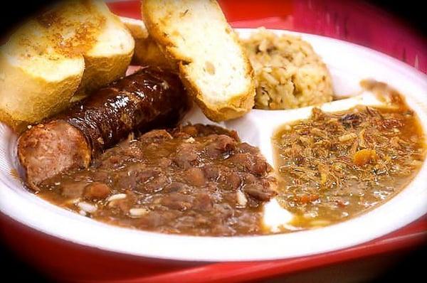 Try our Sampler Plate, New Orleans Hot Sausage, Red Beans and Rice, Gumbo, Jambalaya