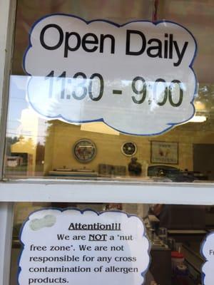 This is the sign for their hours.