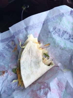 I was starving so this is what was left of my chicken soft taco before I devoured it.  It was awesome. 5-stars