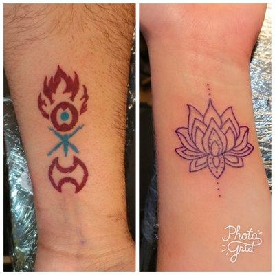 My and my girlfriend's tattoos from 06/27/2017, by Briana.