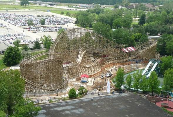 View of the entire coaster's layout during its construction phase