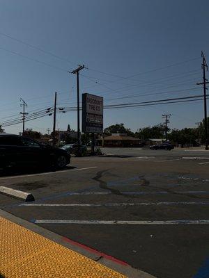 Parking lot of discount tire & the sign. I was trying to get the sign.