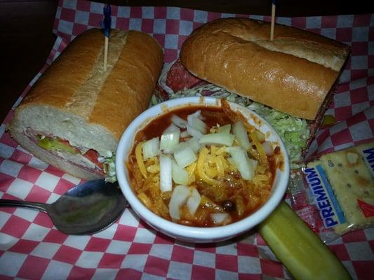 Aunt Tillie's Special and a cup of chili! Perfect combo for an icy day.